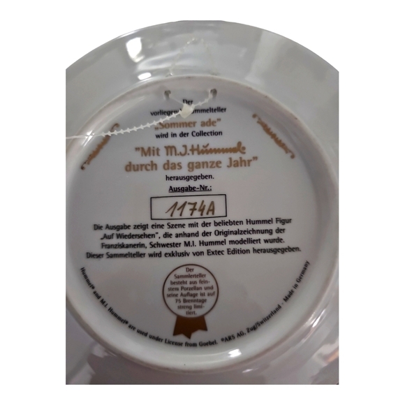 MJ Hummel Sommer Ade Goodbye Summer Gobel porcelain plate 8" - Picture 4 of 8
